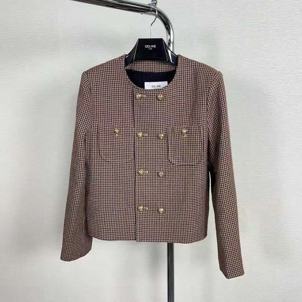 Celine Women Chelsea Jacket in Double Houndstooth Wool - image 4