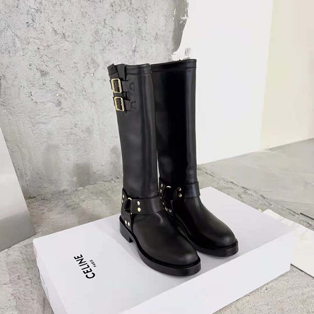 Celine Women High Boot Celine Biker in Calfskin – Vegetal Tanning-Black - image 5