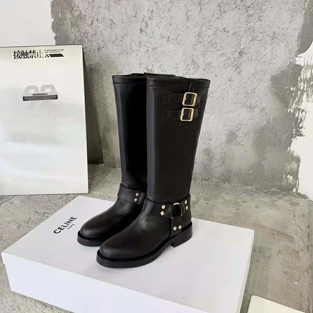 Celine Women High Boot Celine Biker in Calfskin – Vegetal Tanning-Black - image 4
