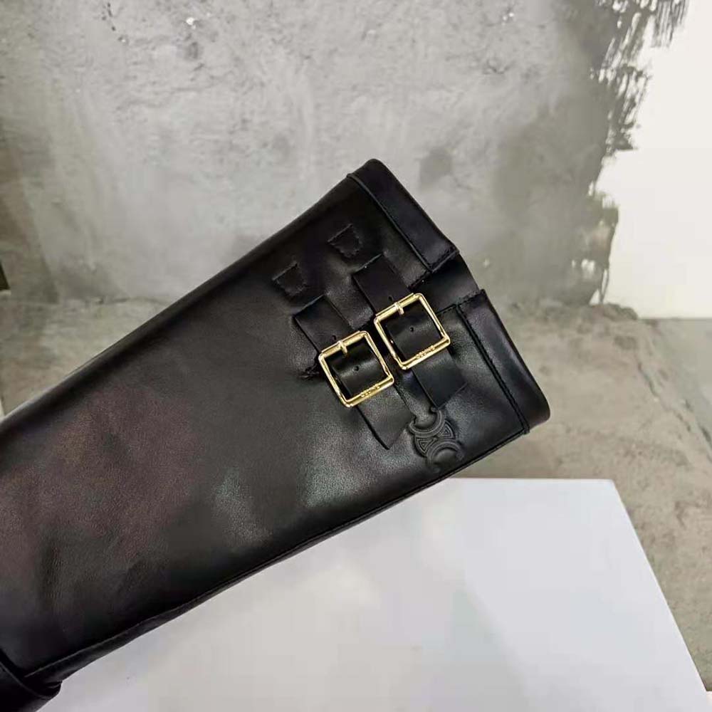 Celine Women High Boot Celine Biker in Calfskin – Vegetal Tanning-Black - image 9