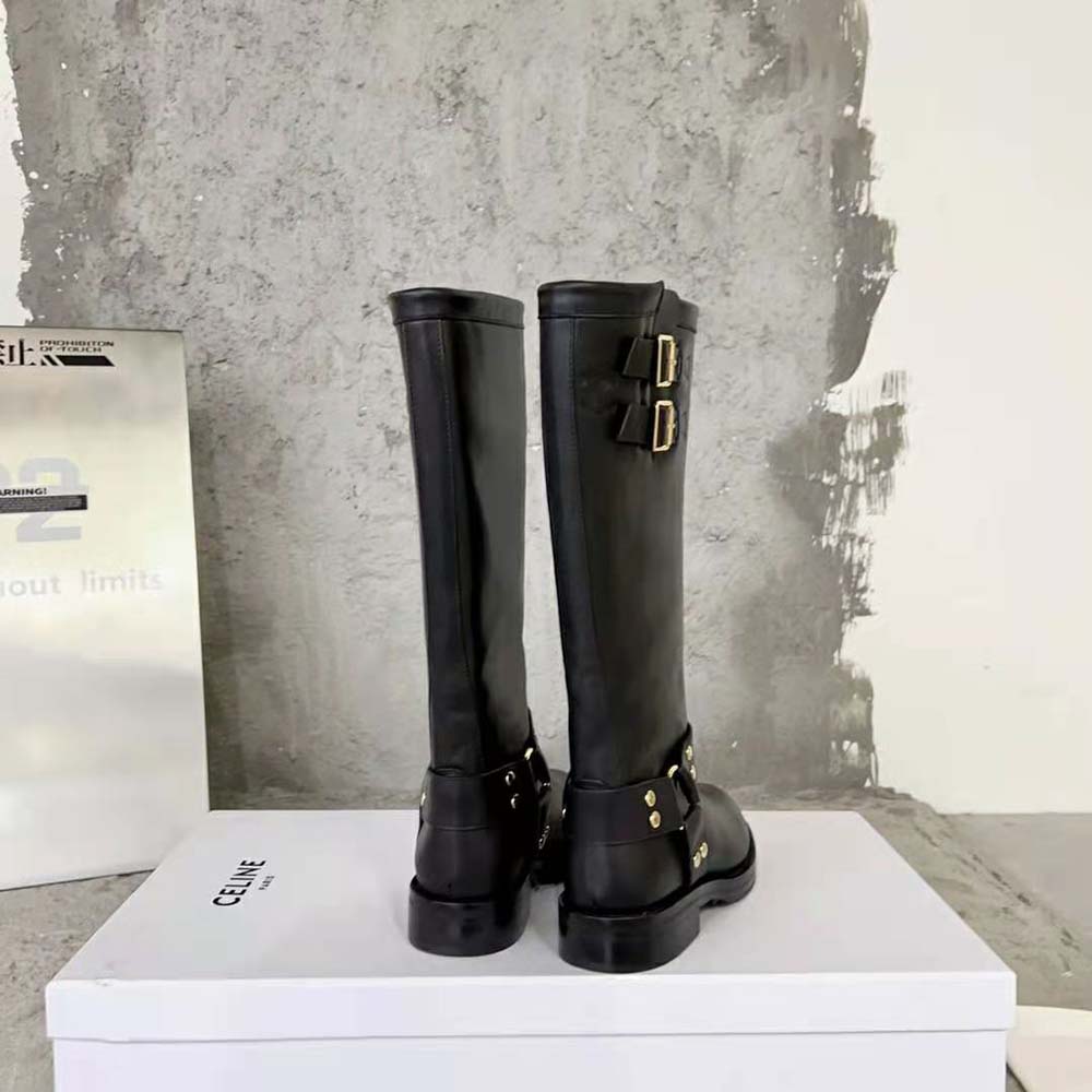 Celine Women High Boot Celine Biker in Calfskin – Vegetal Tanning-Black - image 6