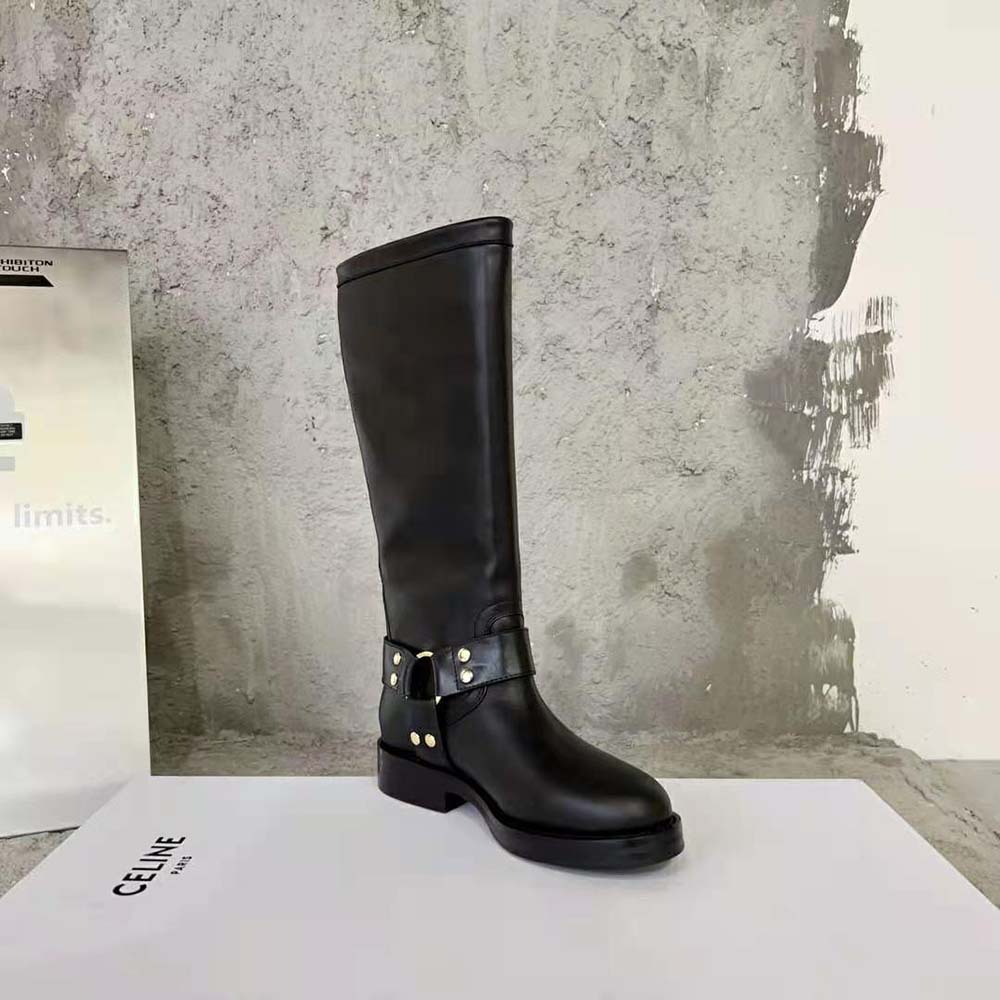 Celine Women High Boot Celine Biker in Calfskin – Vegetal Tanning-Black - image 8