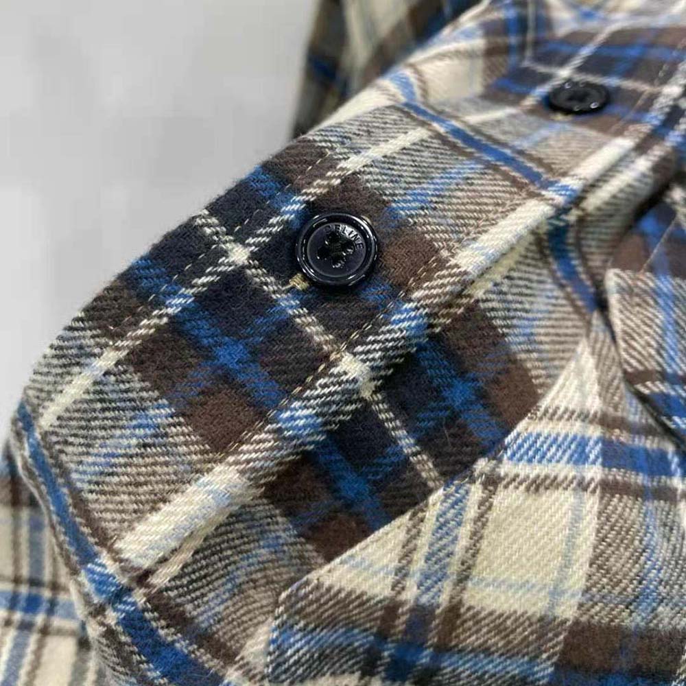 Celine Men Loose Shirt in Checked Cotton-Navy - image 9