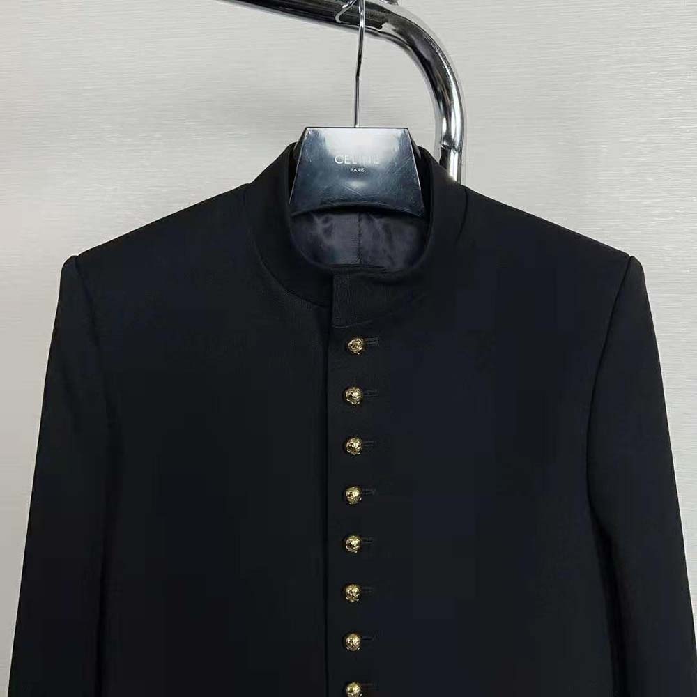 Celine Women Military Jacket in Wool Cloth-Black - image 6