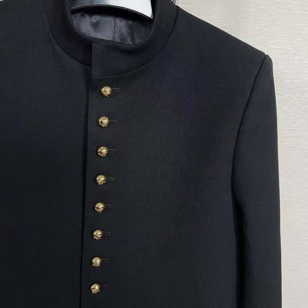 Celine Women Military Jacket in Wool Cloth-Black - image 9
