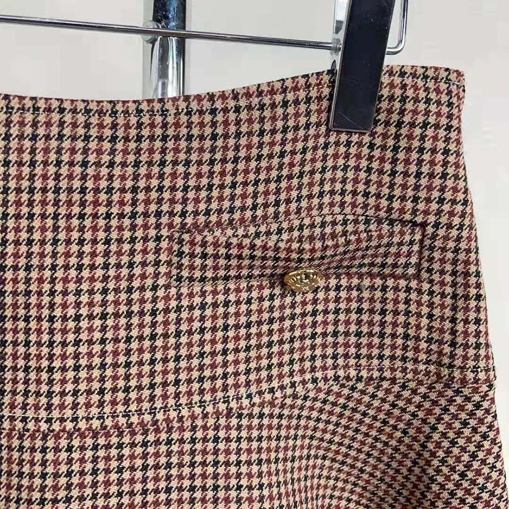 Celine Women Mini Skirt in Double Houndstooth Wool - image 5