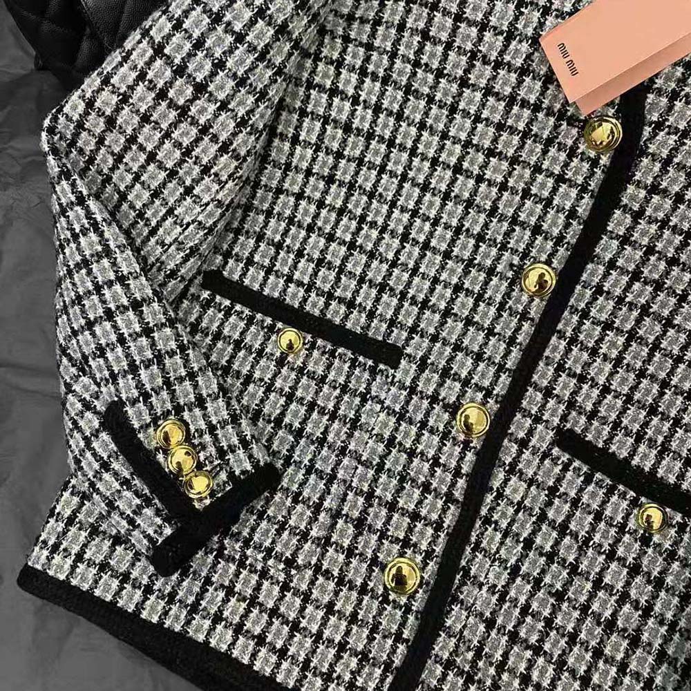 Miu Miu Women Single-breasted Boucle Jacket with Embroidered Logo - image 8