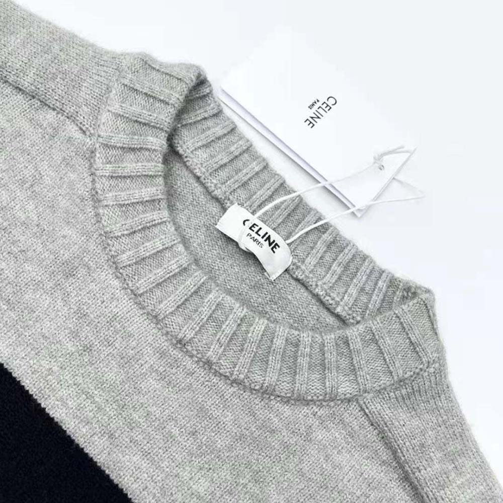 Celine Women Triomphe Crew Neck Sweater in Striped Wool - image 5