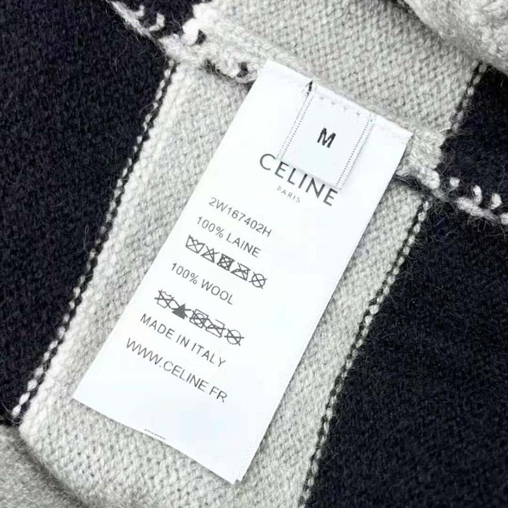 Celine Women Triomphe Crew Neck Sweater in Striped Wool - image 10
