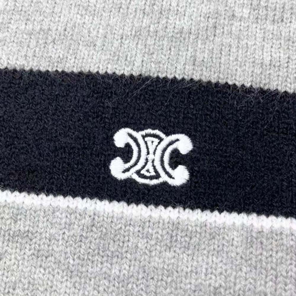 Celine Women Triomphe Crew Neck Sweater in Striped Wool - image 8
