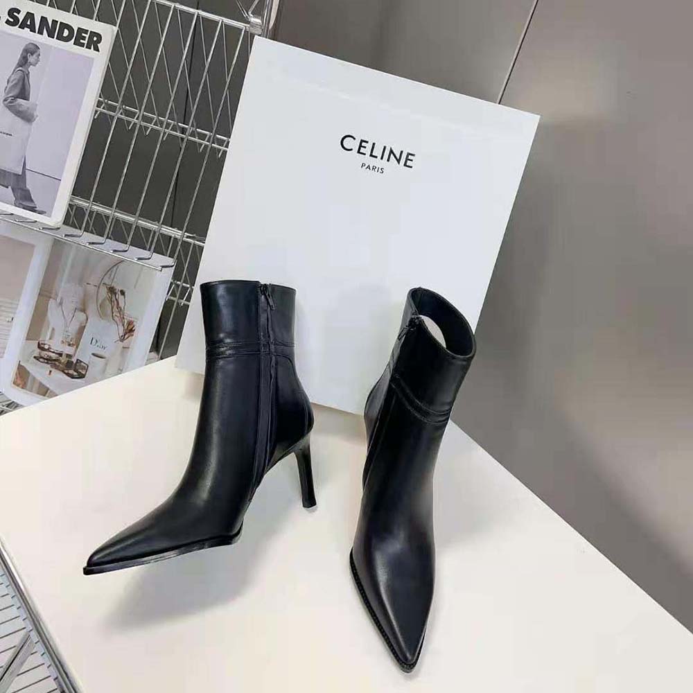 Top-down angle showing zip closure on Celine Women Verneuil Ankle Boot