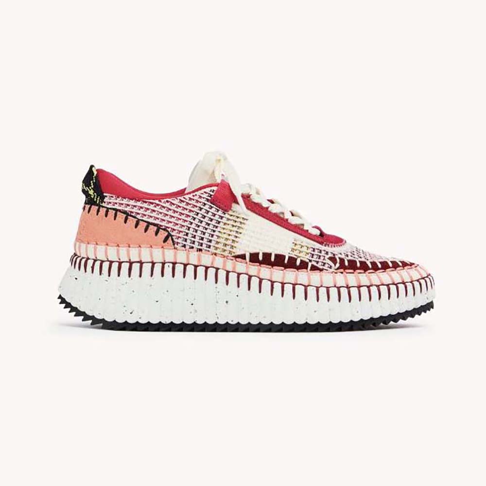 Side view of Chloe Unisex Nama Sneaker-Red showing sleek silhouette