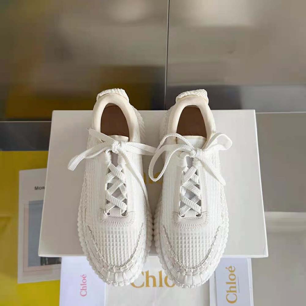 Top-down view showing laces and leather texture of Nama Sneaker-White
