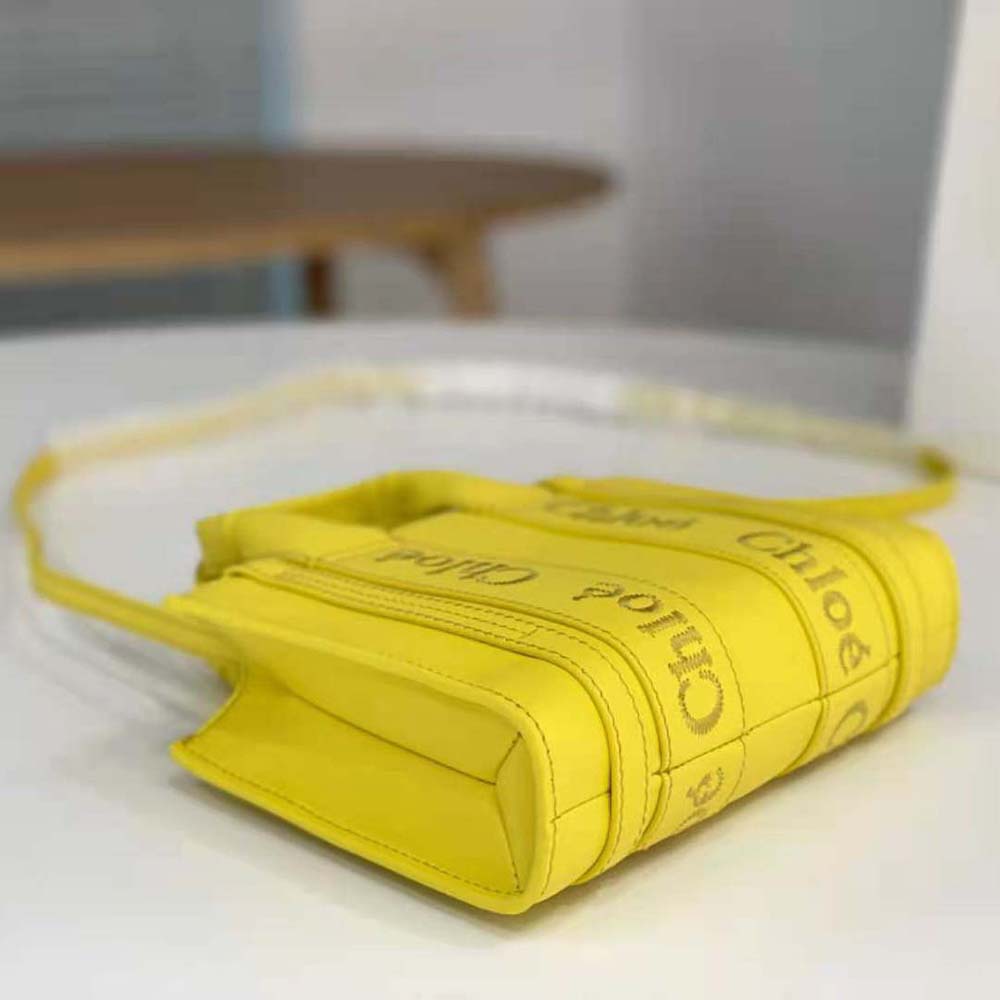 Chloe Women Mini Woody Tote Bag-Yellow - image 6