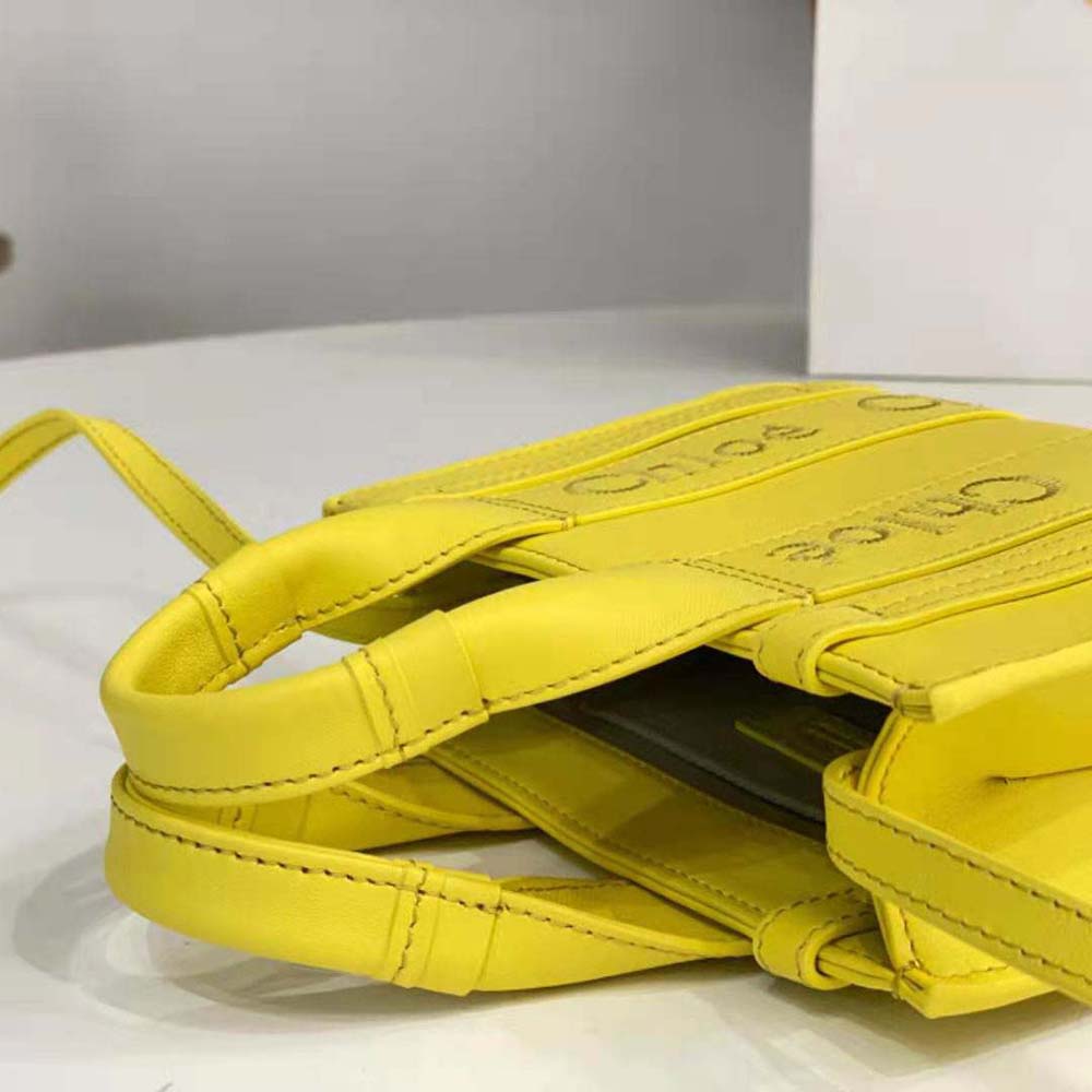 Chloe Women Mini Woody Tote Bag-Yellow - image 7