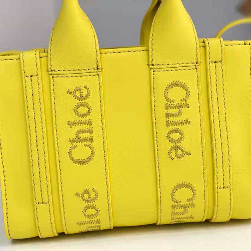 Chloe Women Mini Woody Tote Bag-Yellow - image 8