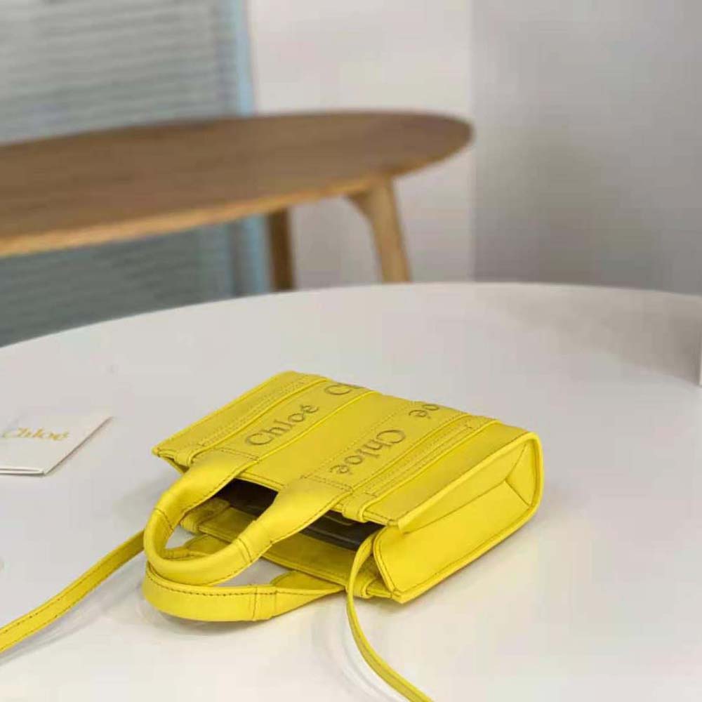 Chloe Women Mini Woody Tote Bag-Yellow - image 5
