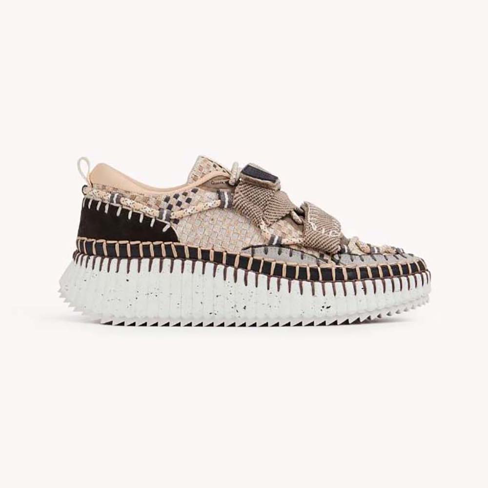 Side view of Chloe Women Nama Slip-on Sneaker-Brown showing sleek silhouette