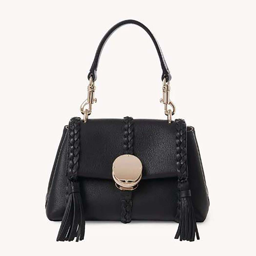 Front view of Chloe Women Penelope Mini Soft Shoulder Bag-Black