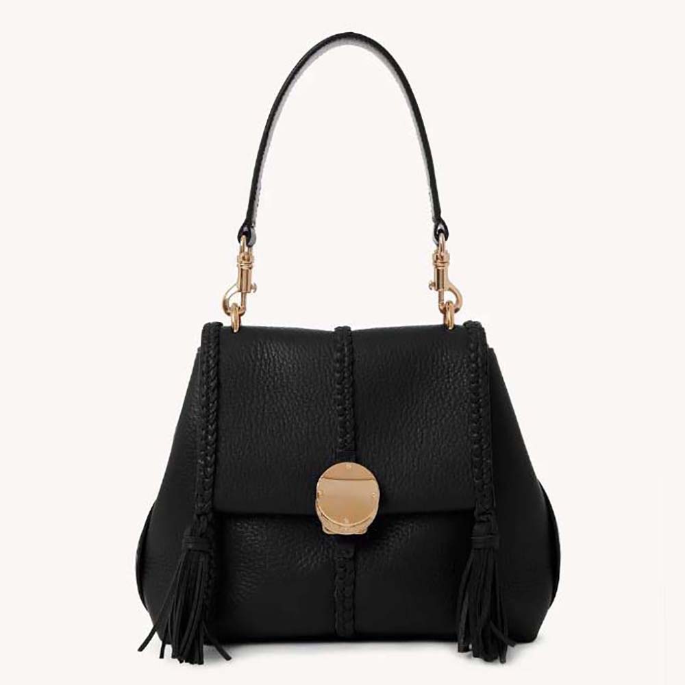 Front angle of Chloe Women Penelope Small Soft Shoulder Bag-Black