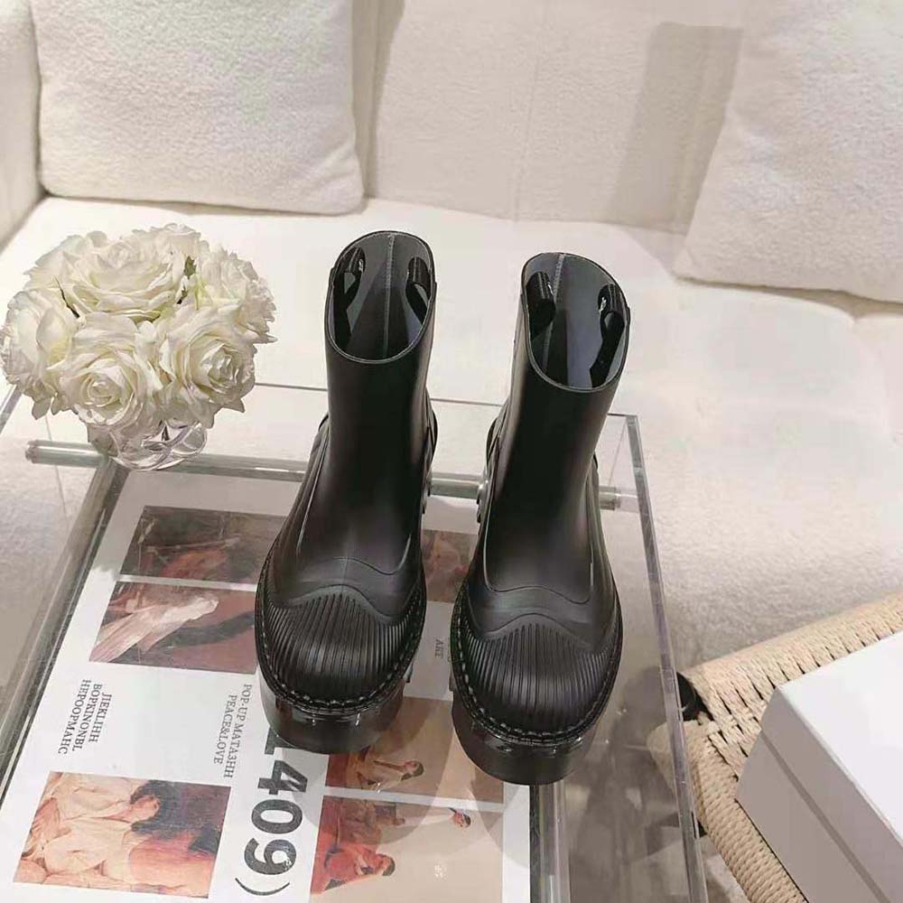 Top view of Chloe Women Raina Rain Boot-Black highlighting mid-calf height
