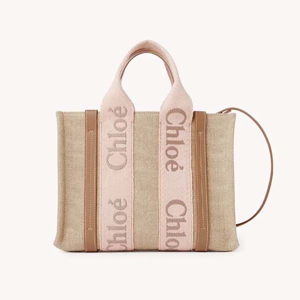Chloe Women Small Woody Tote Bag-Beige