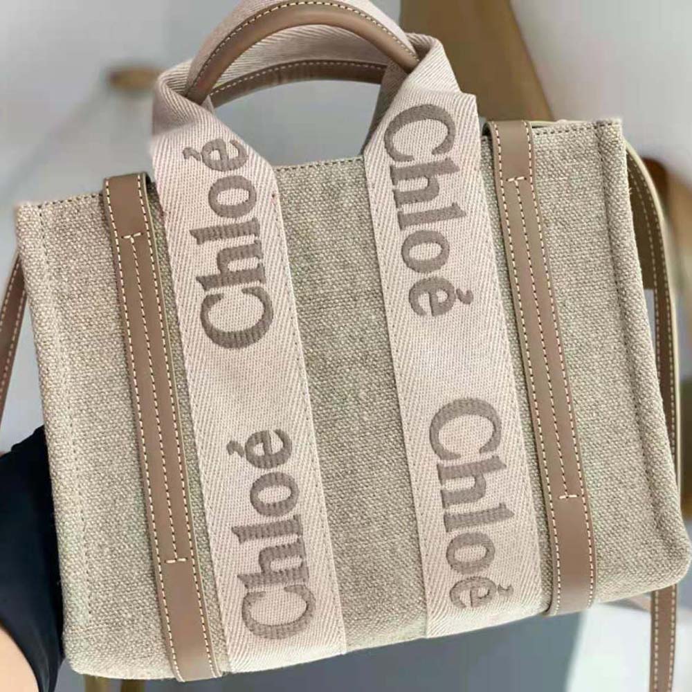 Chloe Women Small Woody Tote Bag-Beige - image 5