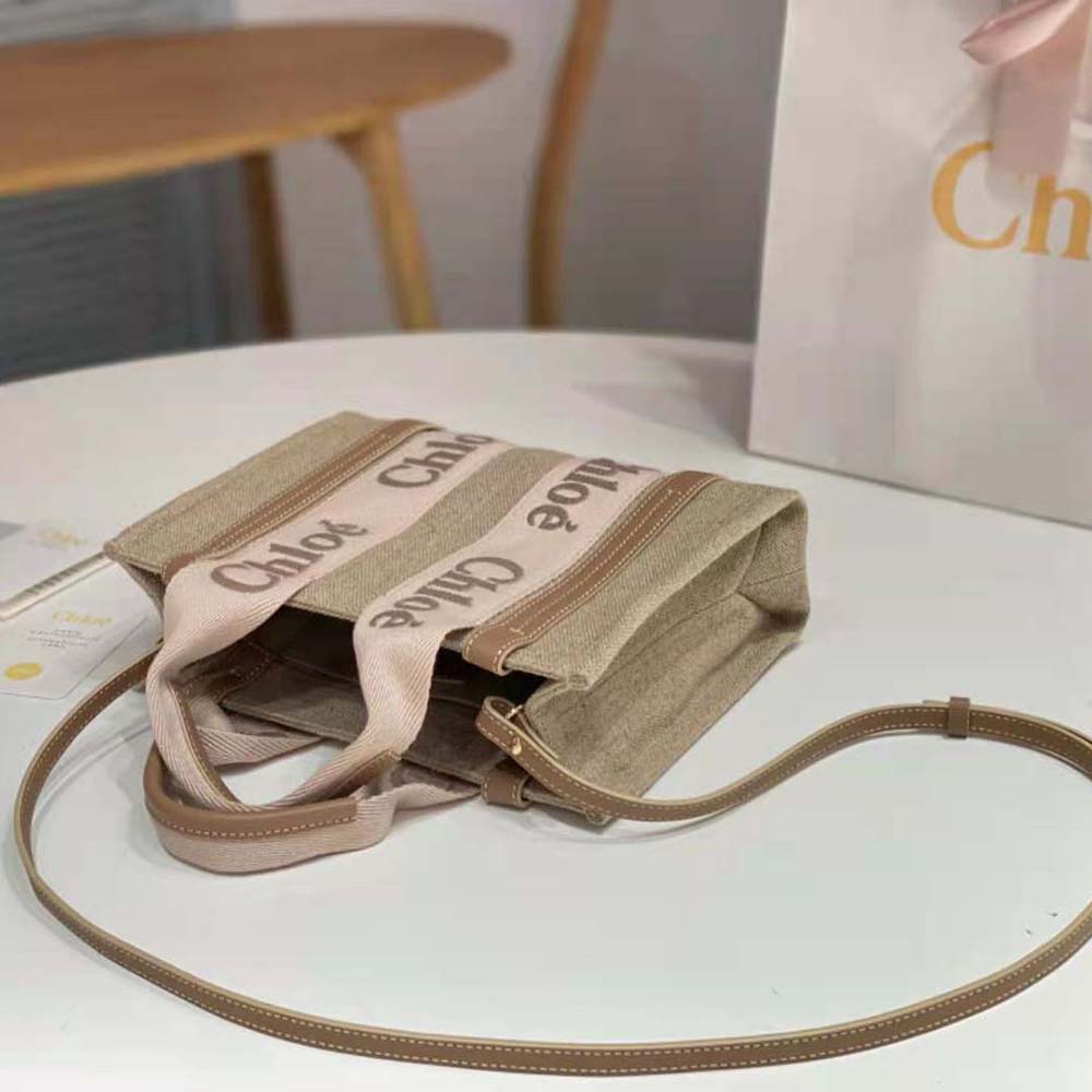 Chloe Women Small Woody Tote Bag-Beige - image 4