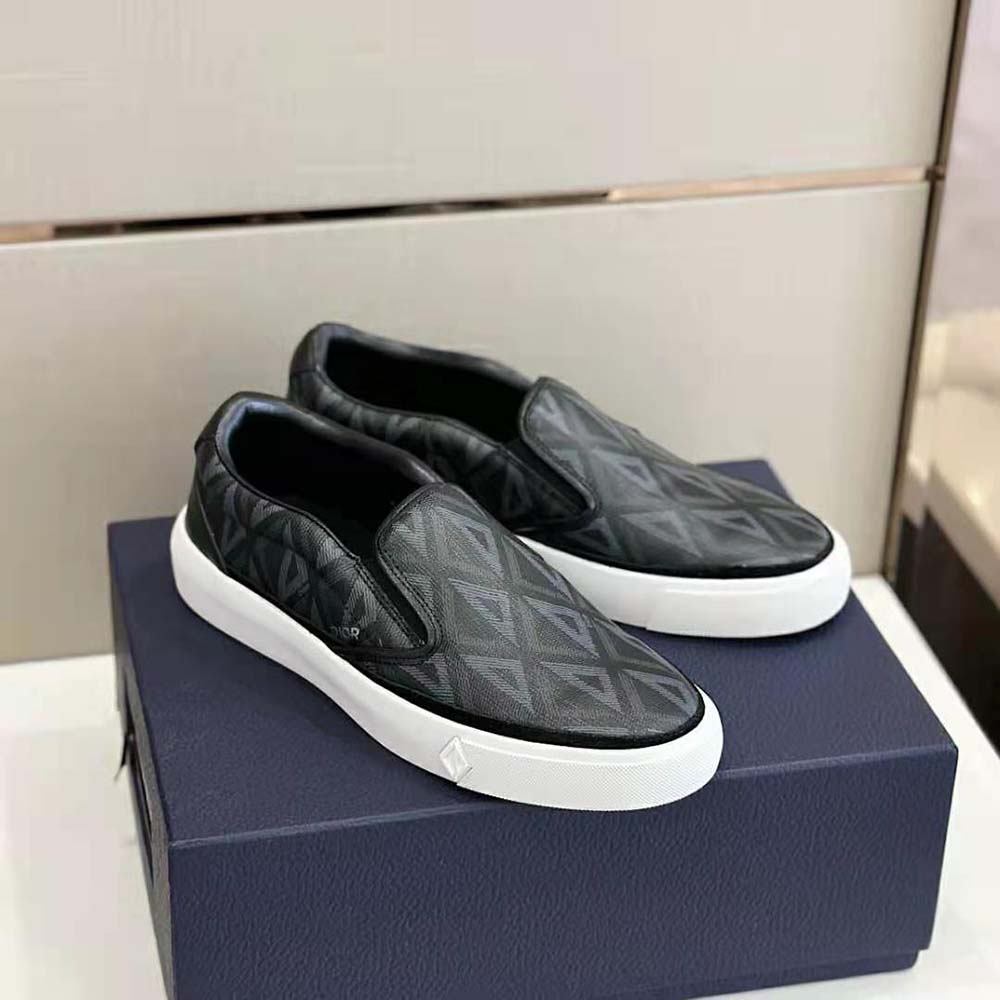 Dior Men B101 Slip-on Sneaker Black CD Diamond Canvas and Smooth Calfskin - image 4