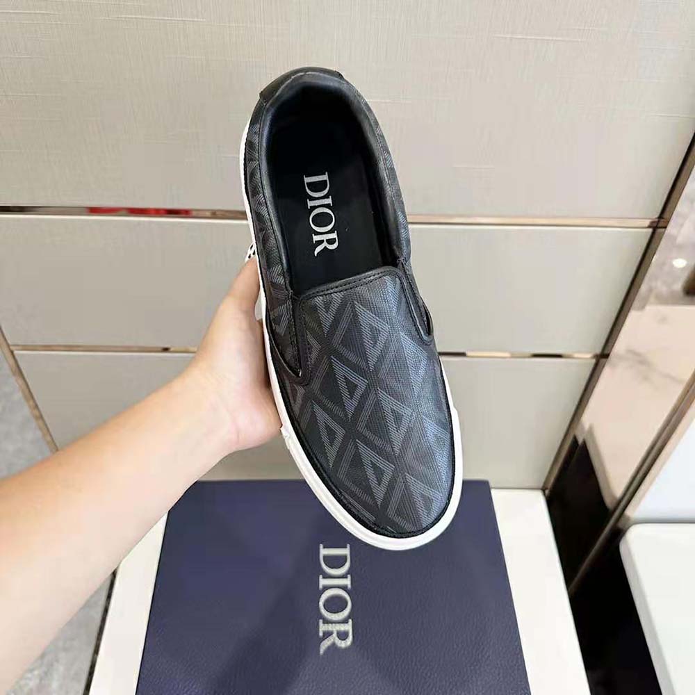 Dior Men B101 Slip-on Sneaker Black CD Diamond Canvas and Smooth Calfskin - image 5