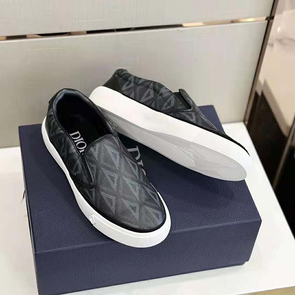 Dior Men B101 Slip-on Sneaker Black CD Diamond Canvas and Smooth Calfskin - image 7