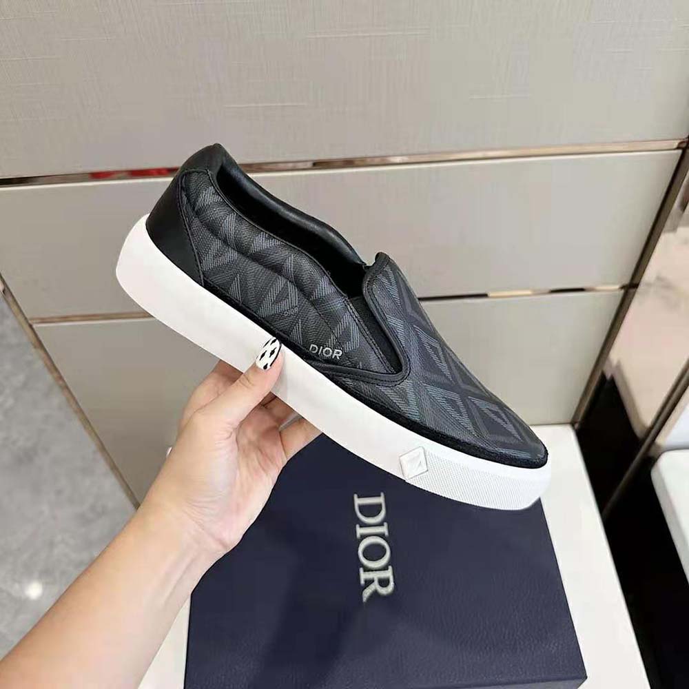 Dior Men B101 Slip-on Sneaker Black CD Diamond Canvas and Smooth Calfskin - image 6