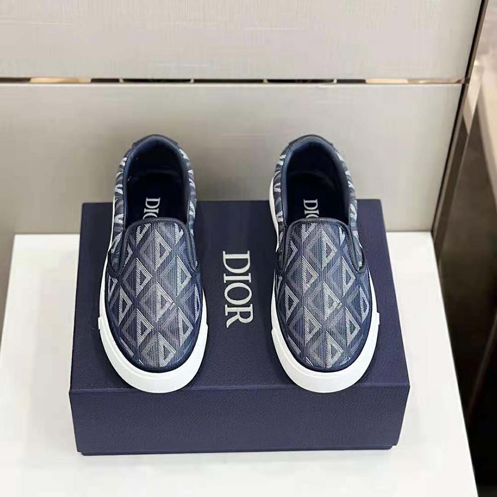 Overhead view showing smooth calfskin on Dior Men B101 Slip-on Sneaker