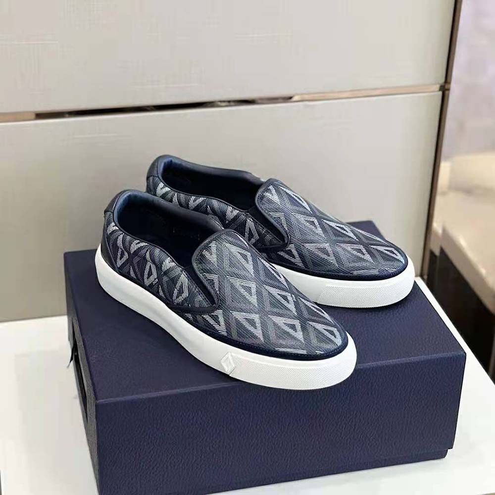 Dior Men B101 Slip-on Sneaker Navy Blue CD Diamond Canvas and Smooth Calfskin - image 4