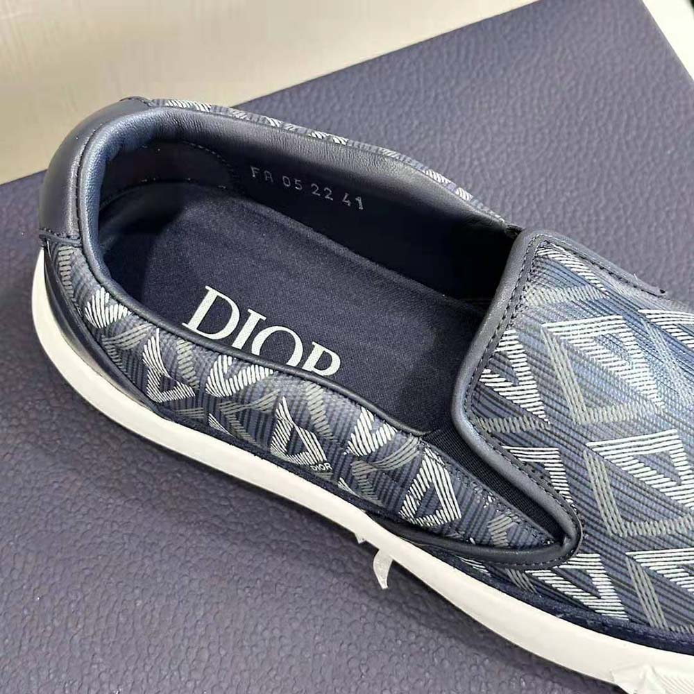Dior Men B101 Slip-on Sneaker Navy Blue CD Diamond Canvas and Smooth Calfskin - image 8