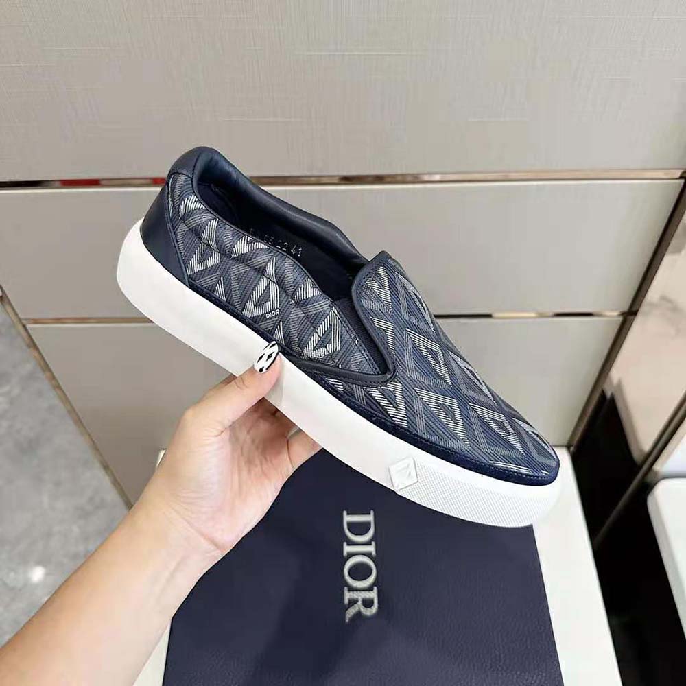 Dior Men B101 Slip-on Sneaker Navy Blue CD Diamond Canvas and Smooth Calfskin - image 6