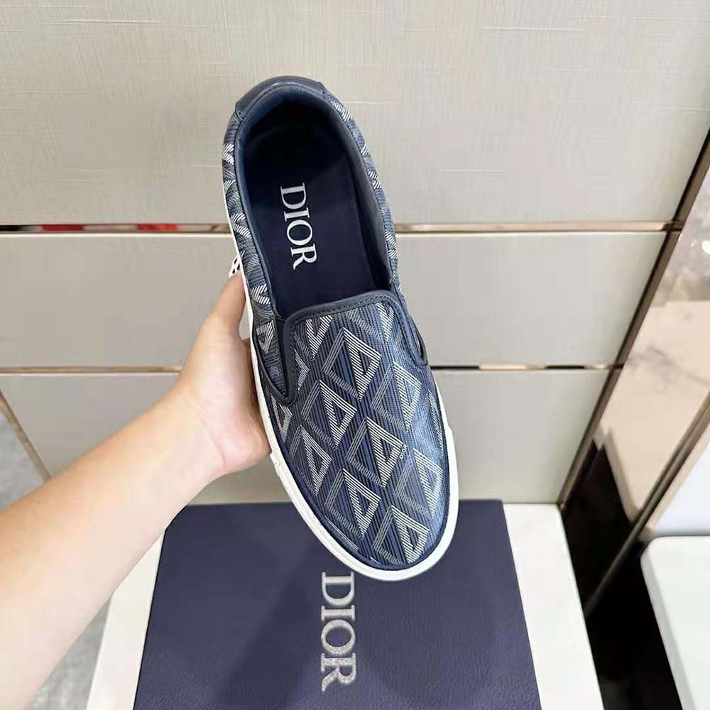 Dior Men B101 Slip-on Sneaker Navy Blue CD Diamond Canvas and Smooth Calfskin - image 5