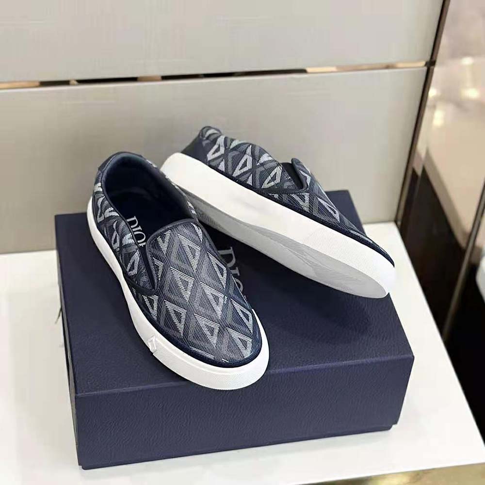 Dior Men B101 Slip-on Sneaker Navy Blue CD Diamond Canvas and Smooth Calfskin - image 7