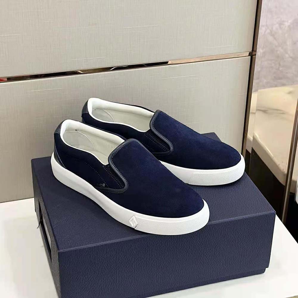 Dior Men B101 Slip-on Sneaker Navy Blue Suede and Smooth Calfskin - image 4