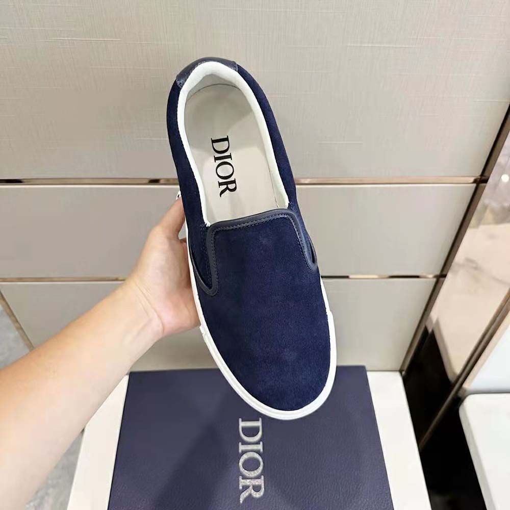 Dior Men B101 Slip-on Sneaker Navy Blue Suede and Smooth Calfskin - image 6
