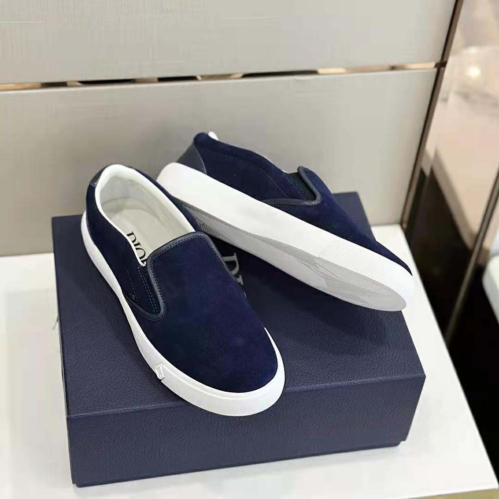 Dior Men B101 Slip-on Sneaker Navy Blue Suede and Smooth Calfskin - image 7