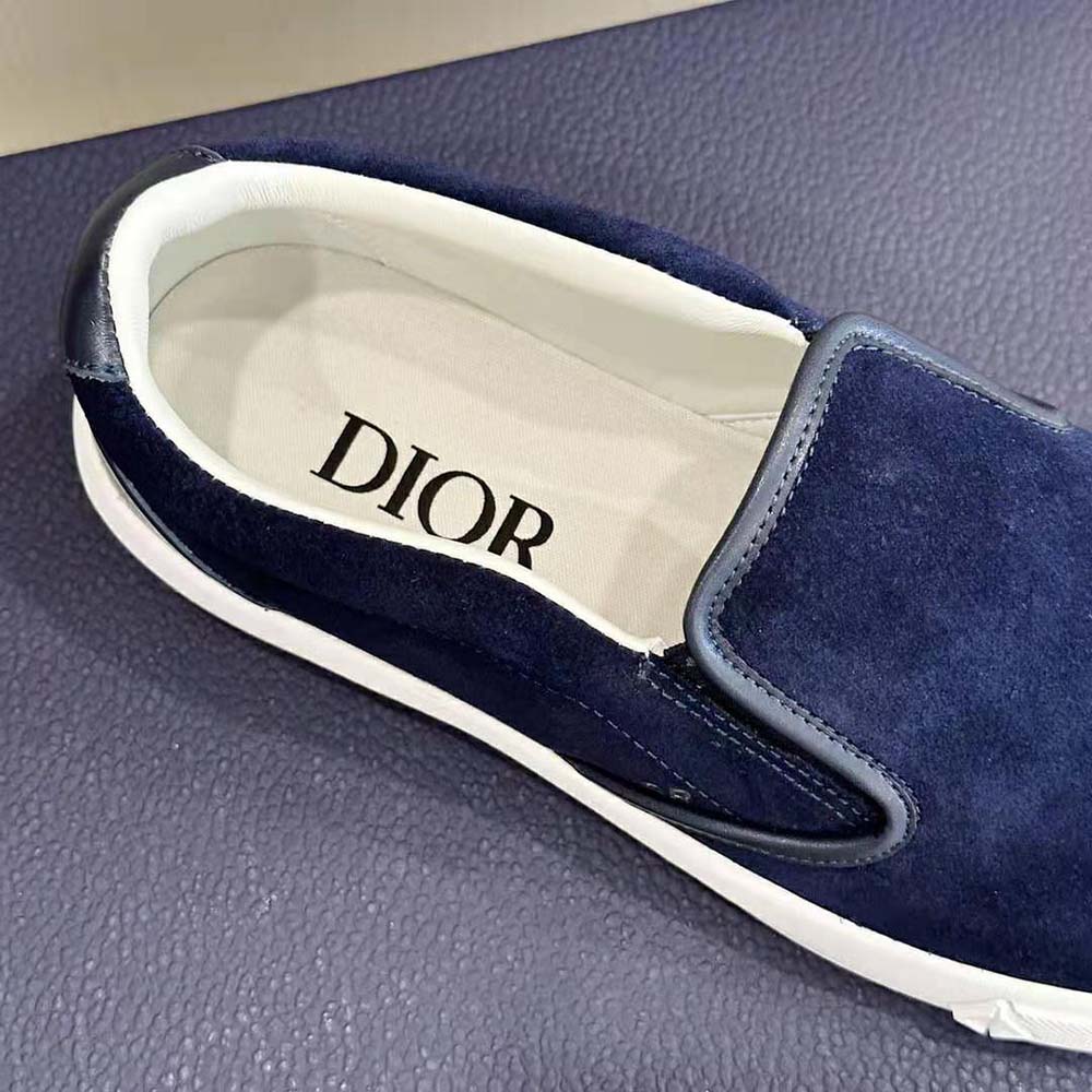 Dior Men B101 Slip-on Sneaker Navy Blue Suede and Smooth Calfskin - image 8