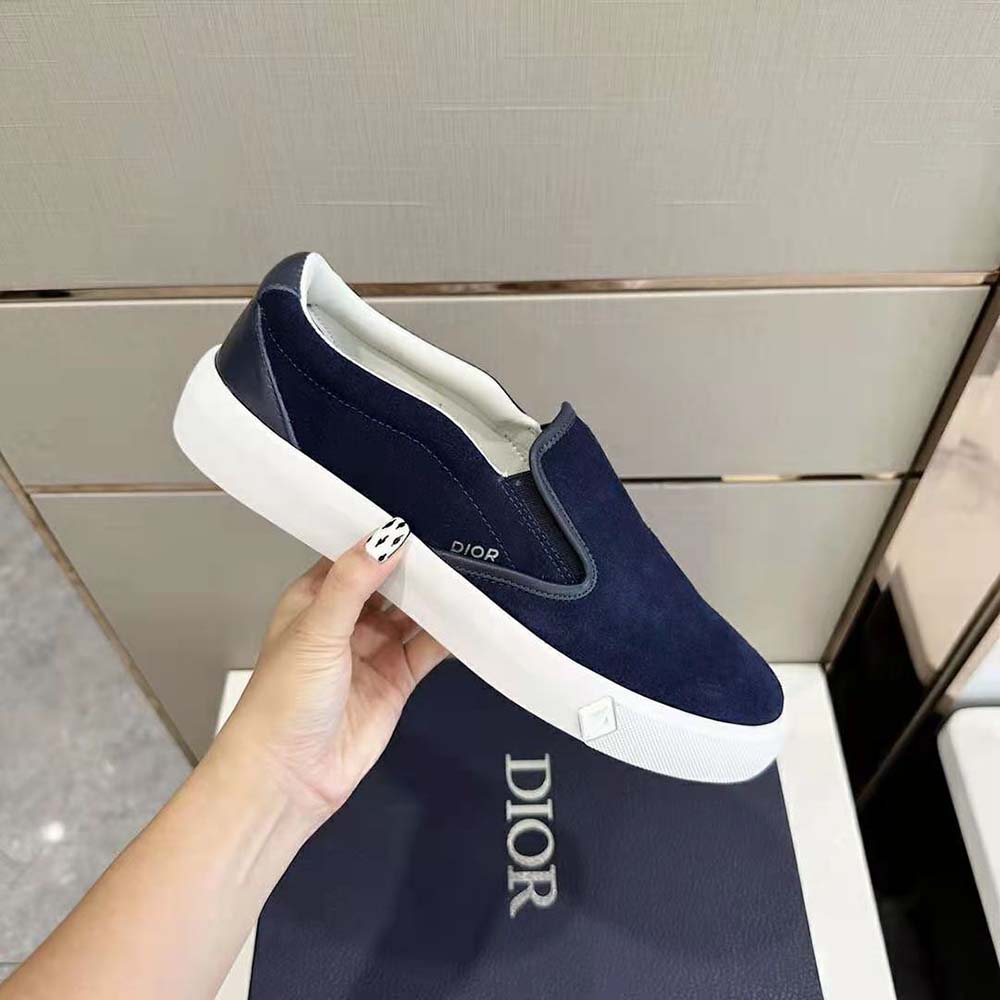 Dior Men B101 Slip-on Sneaker Navy Blue Suede and Smooth Calfskin - image 5