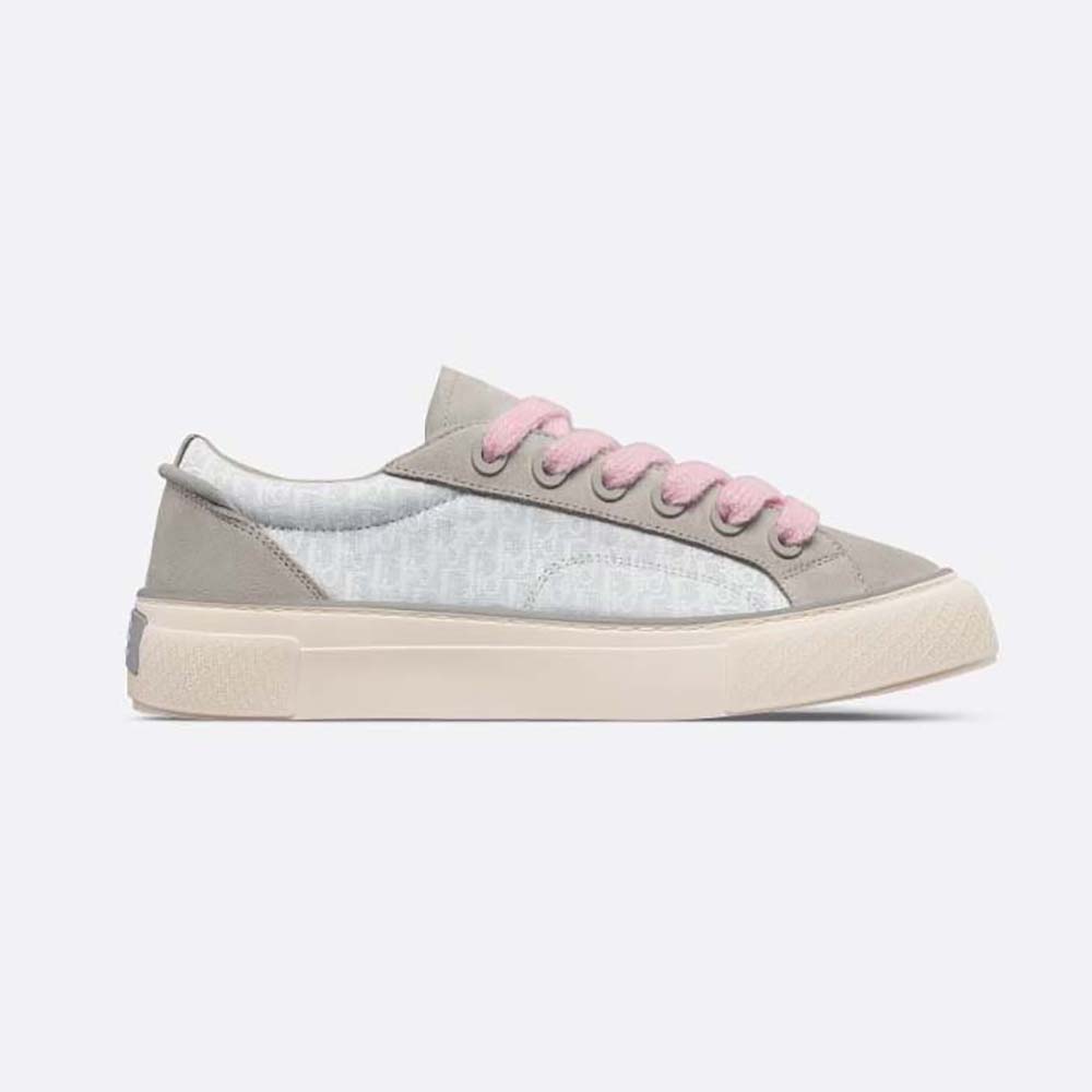 Side profile of Dior Men B33 Sneaker Gray and White Dior Oblique Jacquard
