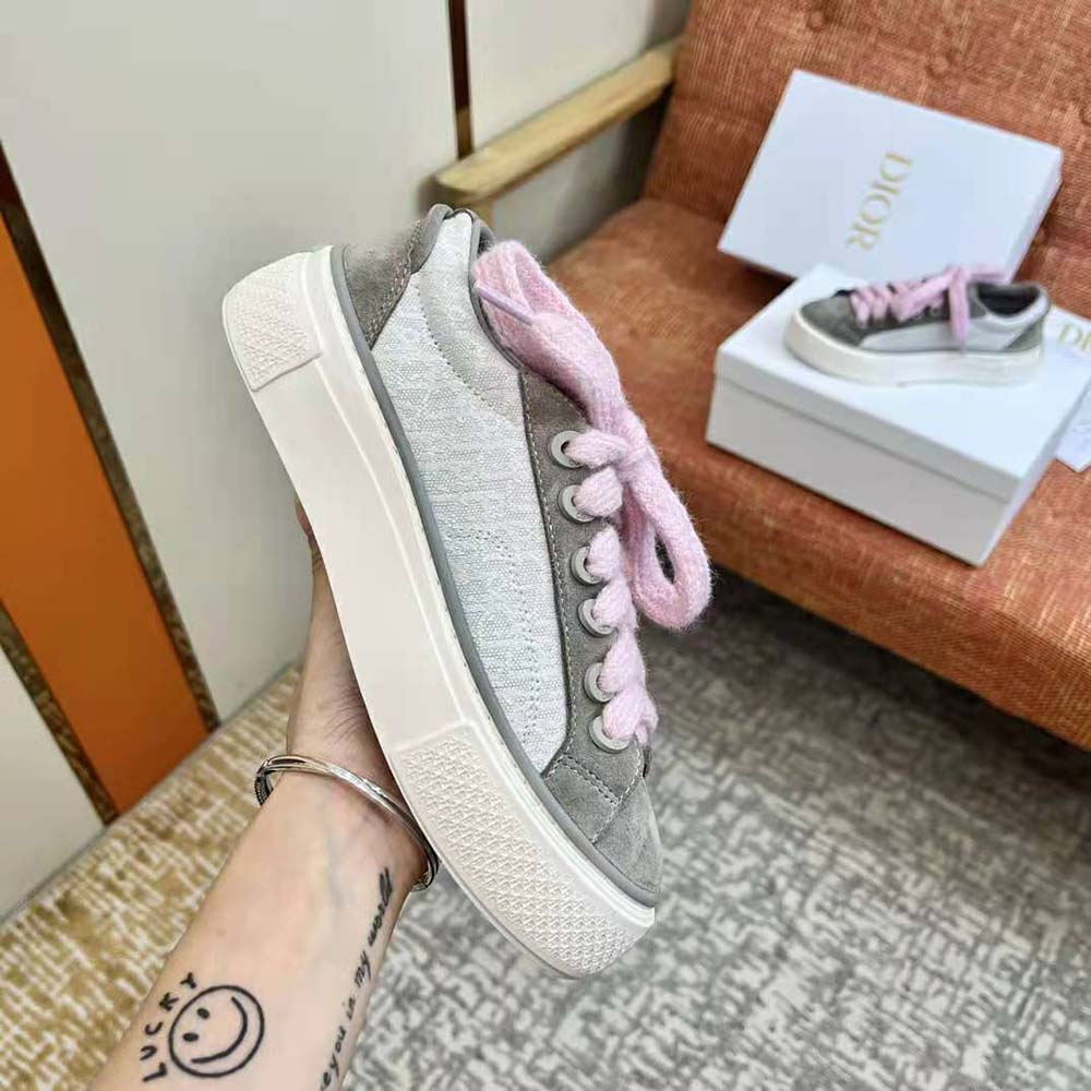 Dior Men B33 Sneaker Gray and White Dior Oblique Jacquard and Gray Suede - image 5