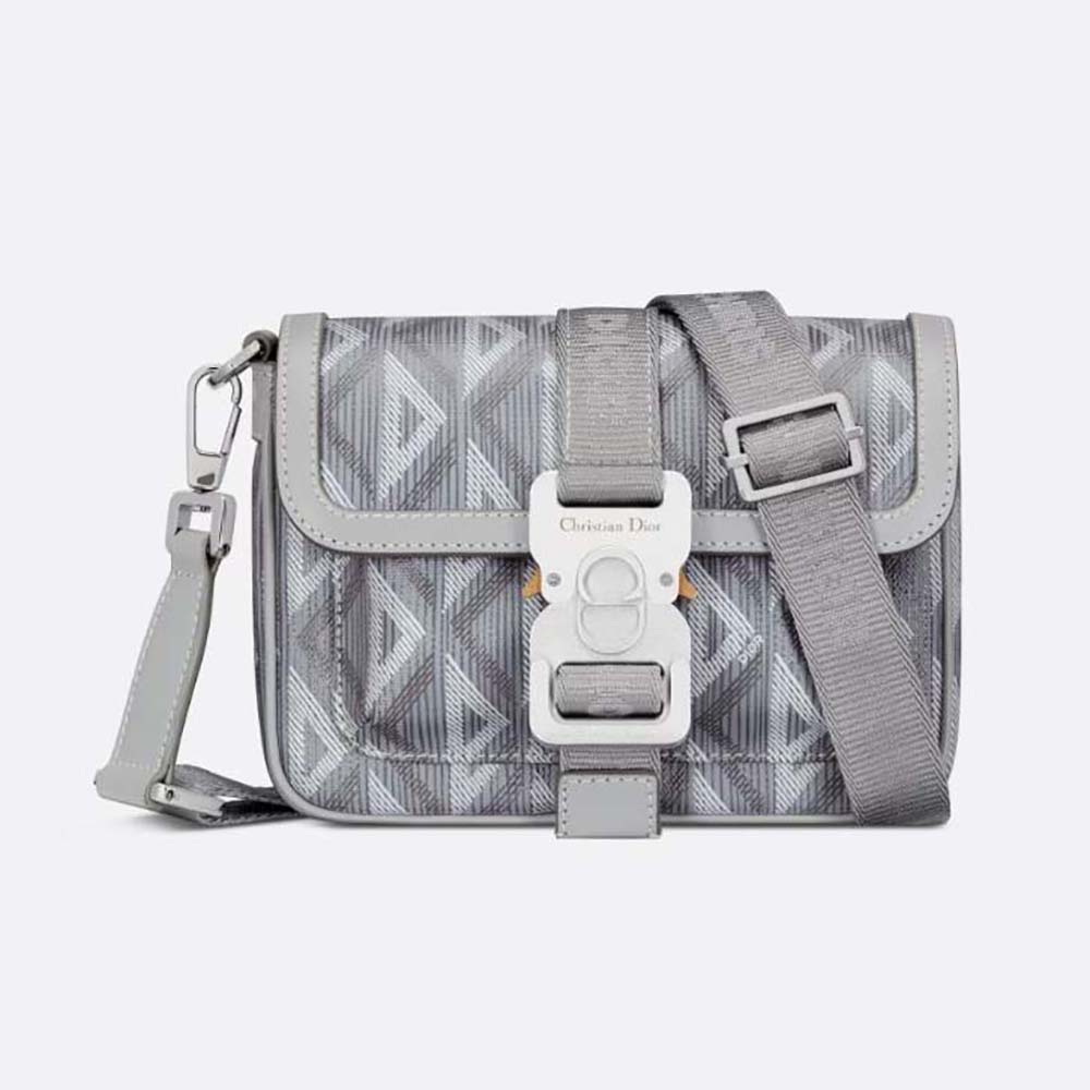 Front view of Dior Men Mini Dior Hit the Road Bag Dior Gray CD Diamond Canvas