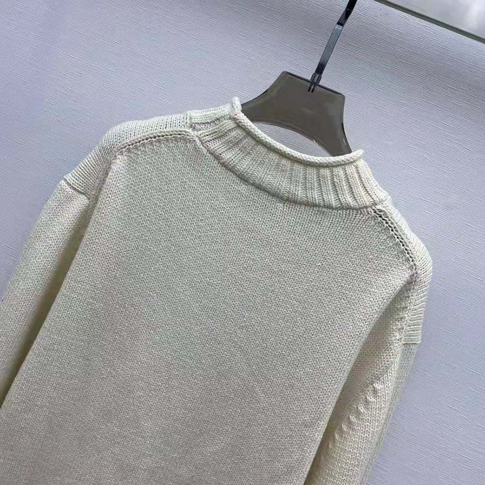 Dior Men Sweater White Wool and Mohair-Blend Jacquard - image 5