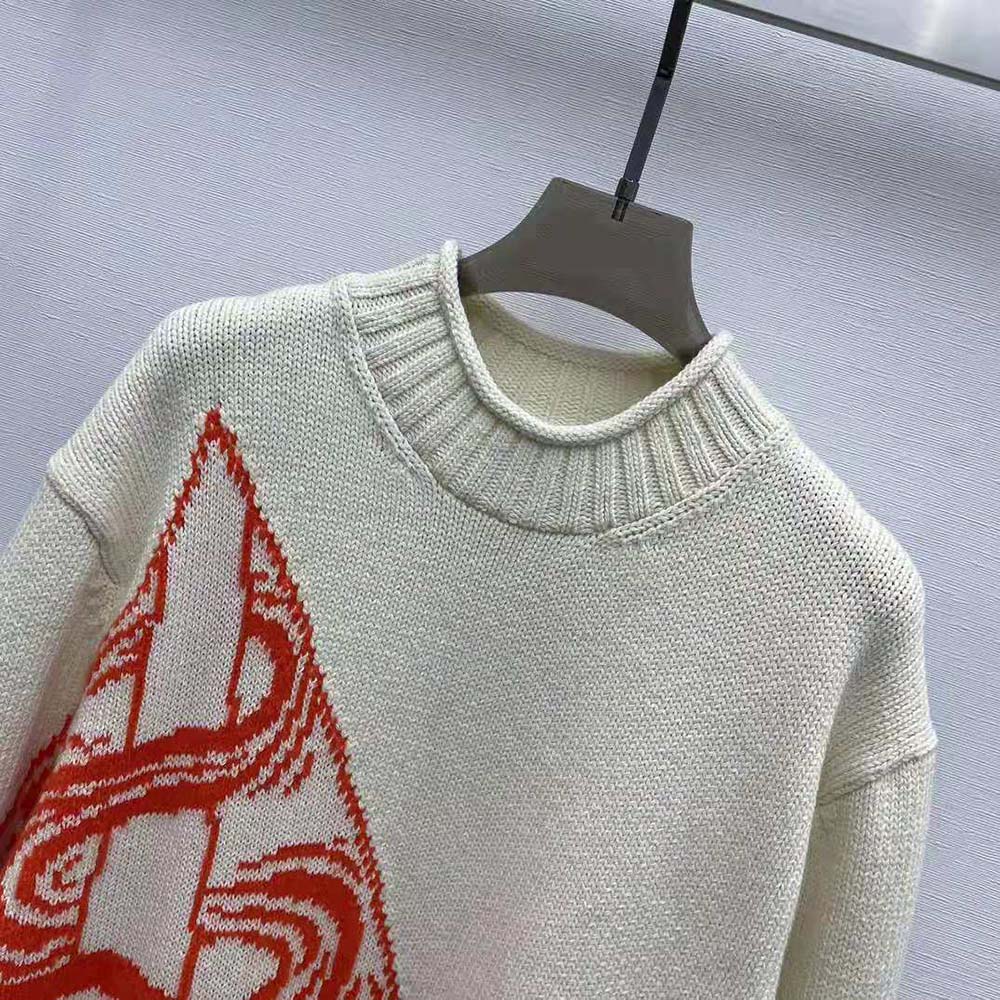 Dior Men Sweater White Wool and Mohair-Blend Jacquard - image 4