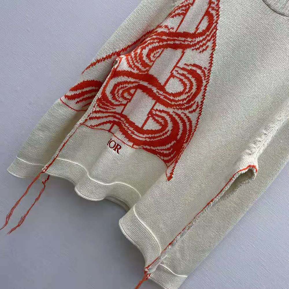 Dior Men Sweater White Wool and Mohair-Blend Jacquard - image 7