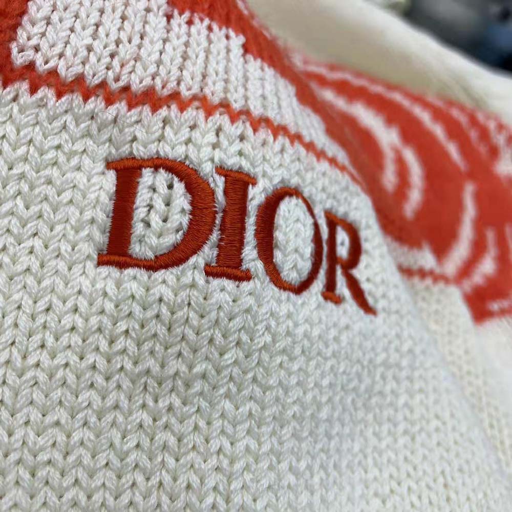Dior Men Sweater White Wool and Mohair-Blend Jacquard - image 6